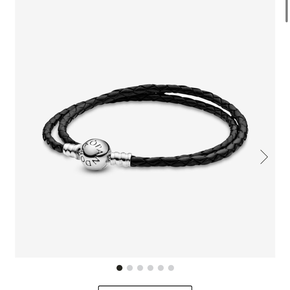 Pandora black leather wrap bracelet with ballerina charm
